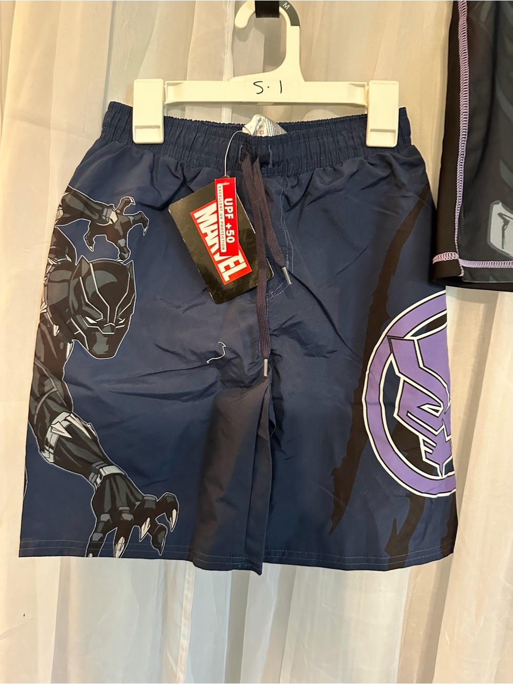 Marvel Black and Purple Kids Superhero Swim Set - Rash Guard & Trunks - Picture 2 of 7